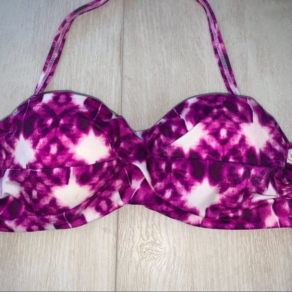 Victoria’s Secret Halter Bikini Top Swimwear  Underwire Purple White Size‎ 34A - Picture 3 of 6